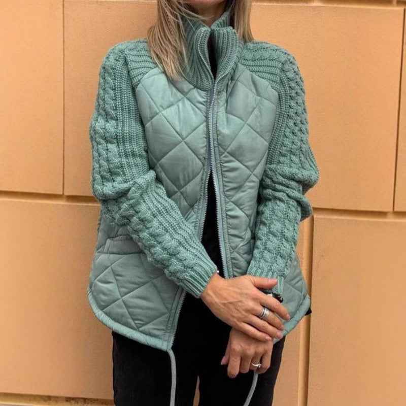 Veste à Col Montant matelassée , Zippée et Chaude