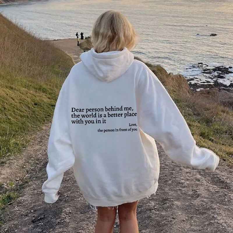 Sweat à capuche unisexe tendance avec citation imprimées