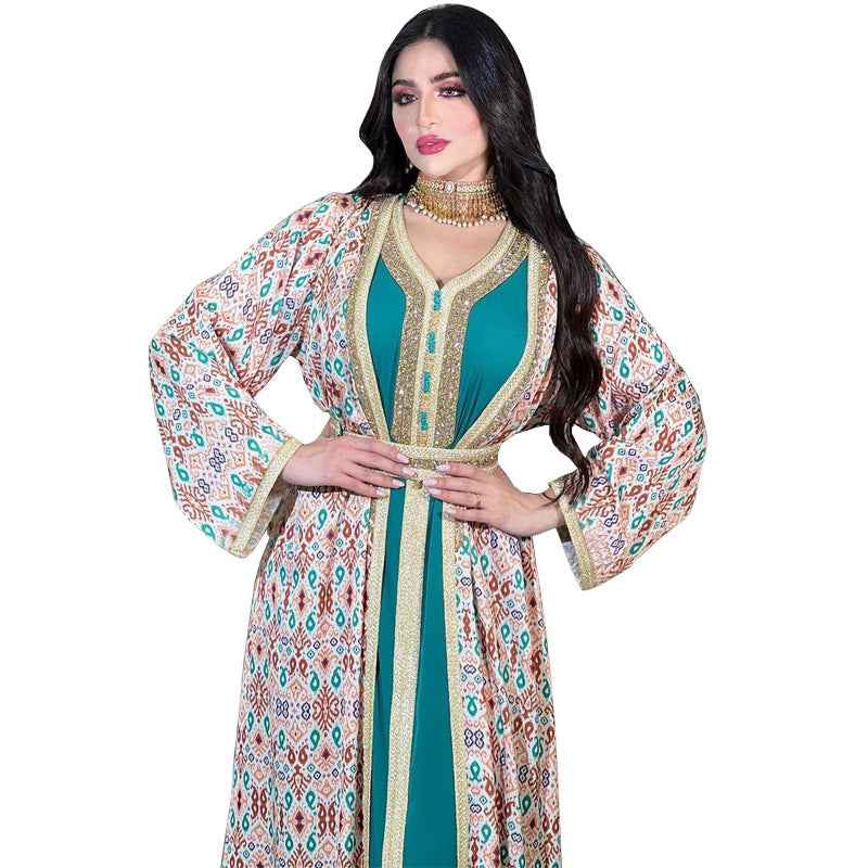 Robe Caftan pour femmes , Ensemble a deux pièces