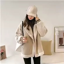 Veste en daim , en velours d'agneau, style moto