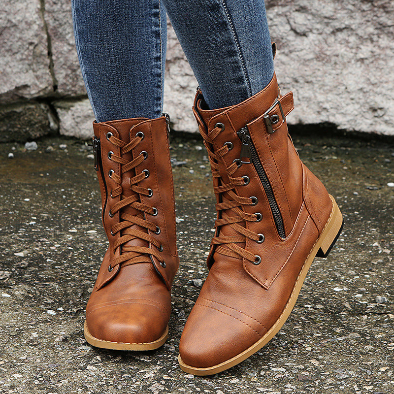Botas de mujer con cordones hasta media pantorrilla