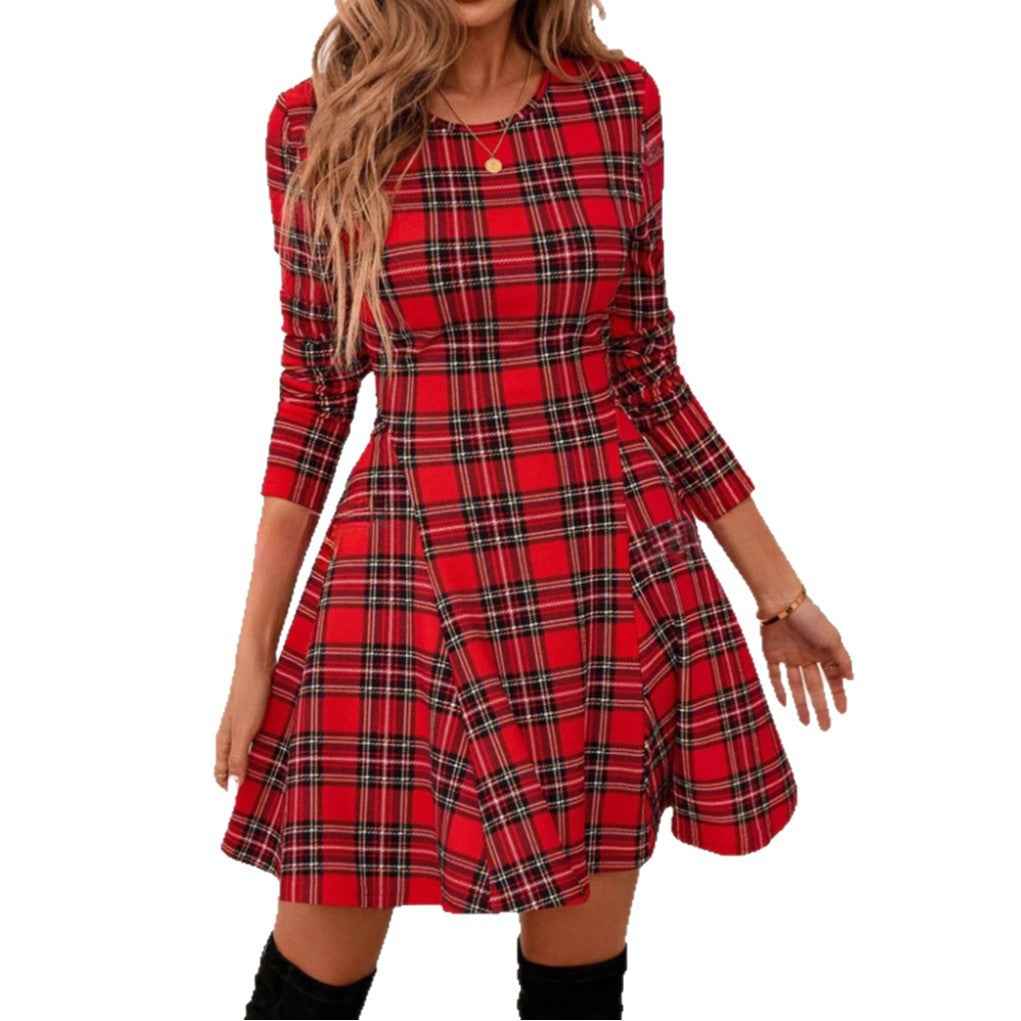 Robe carreaux populaire pour femmes, style vintage et artistique