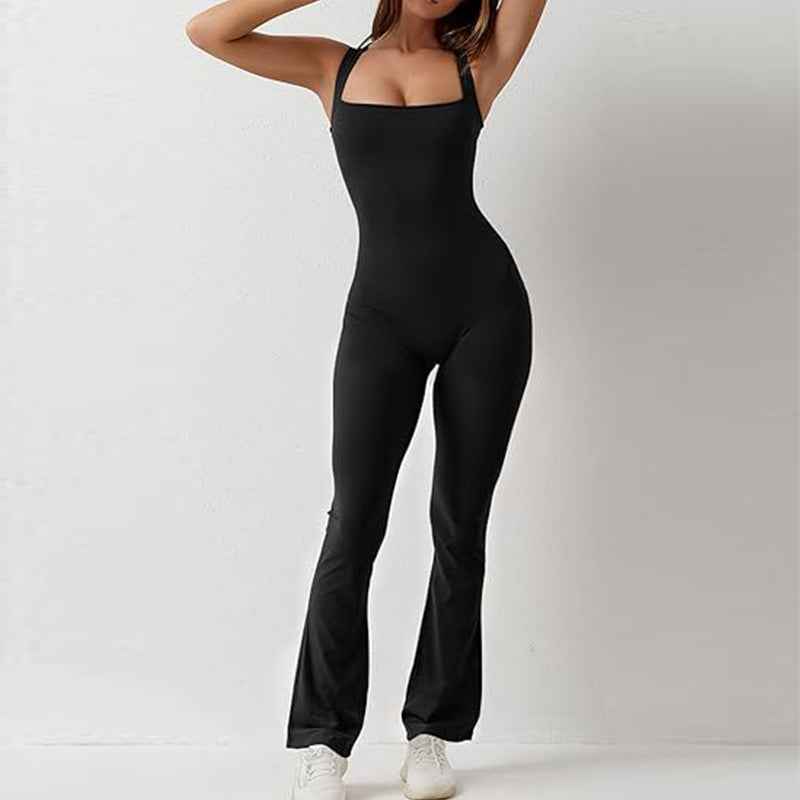 Combinaison de sport - couleur unie, pantalon de yoga évasé sans couture