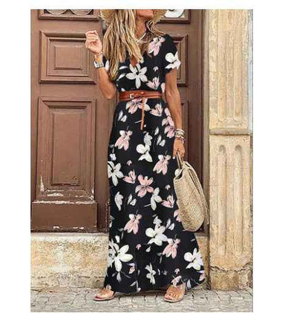 Robe à fleurs à col en V  pour femmes