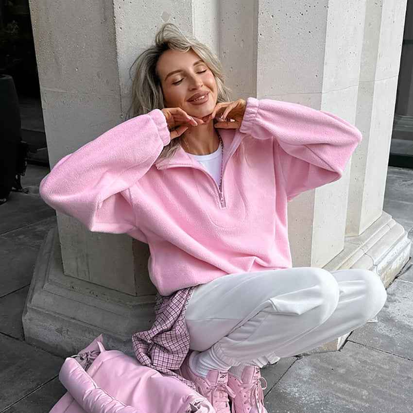 Sweatshirt en polaire berbère à pull ample pour femmes