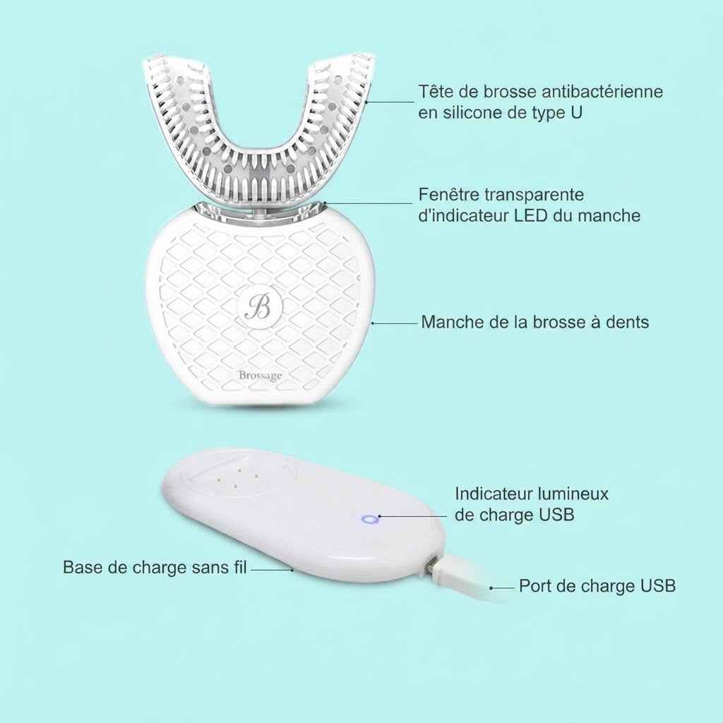 Brosse à dents électrique U-Brush 360° – Blancheur & Soin Intelligent
