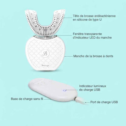 Brosse à dents électrique U-Brush 360° – Blancheur & Soin Intelligent