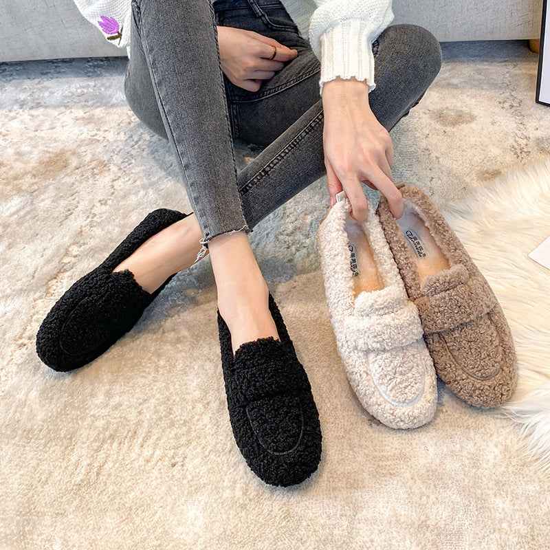 Mocassins Plates en Peluche d'Hiver , pour Femmes