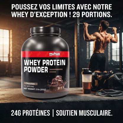 Poudre de Protéine de Lactosérum Goût Chocolat - 907g | Muhua