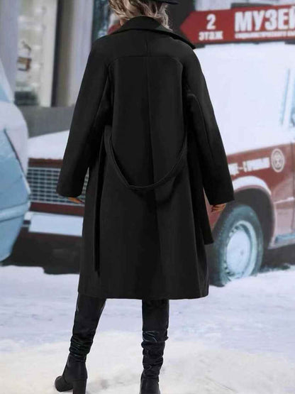 Trench-coat long à double boutonnage avec ceinture