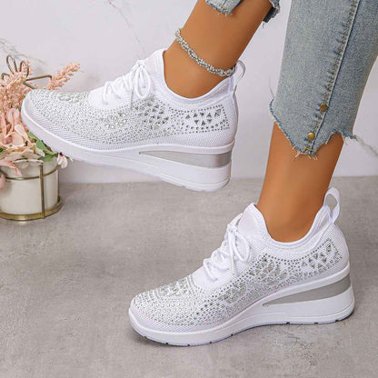 Baskets en strass Ins à la mode , à semelles compensées pour femmes