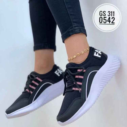 Baskets en maille pour femmes à lacets, chaussures de course