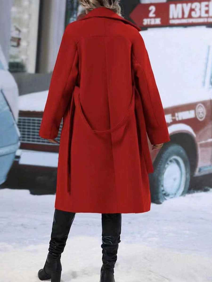 Trench-coat long à double boutonnage avec ceinture