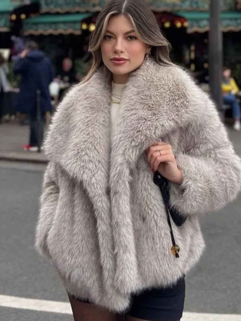 Veste d'hiver en peluche , décontracté à manches longues pour femmes