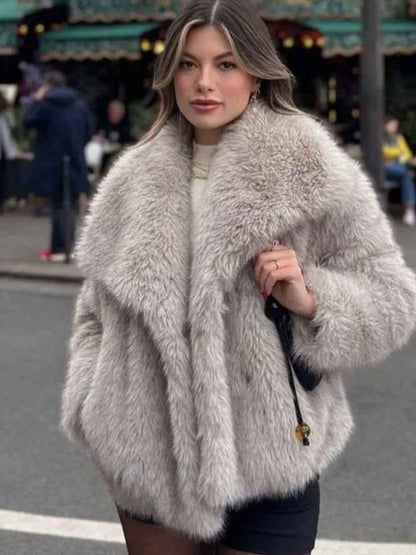 Veste d'hiver en peluche , décontracté à manches longues pour femmes