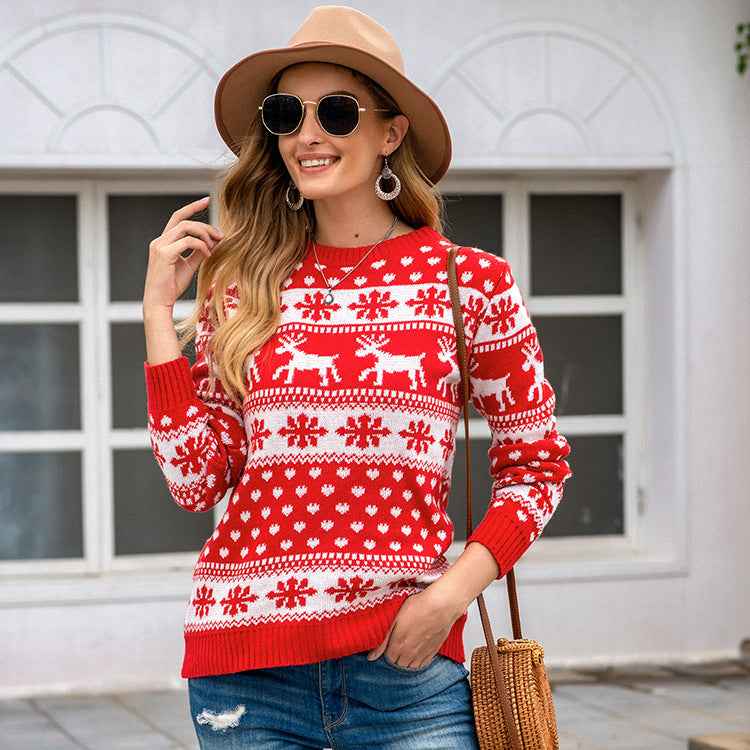 Pull-over de Noël à flocons de neige pour femmes