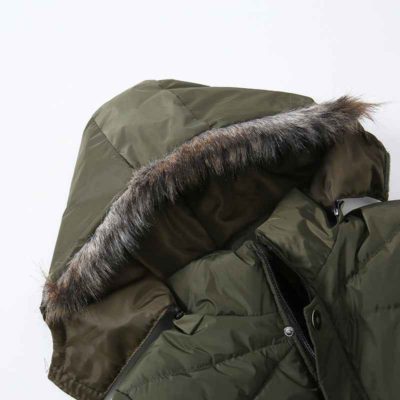 Veste rembourrée en coton chaud pour garçons avec grand col en fourrure