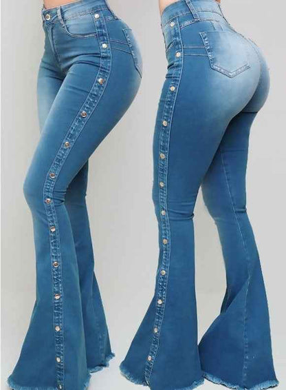 Pantalon en denim évasé et stretch