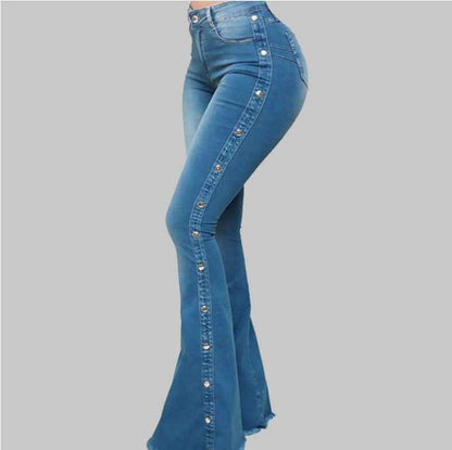 Pantalon en denim évasé et stretch