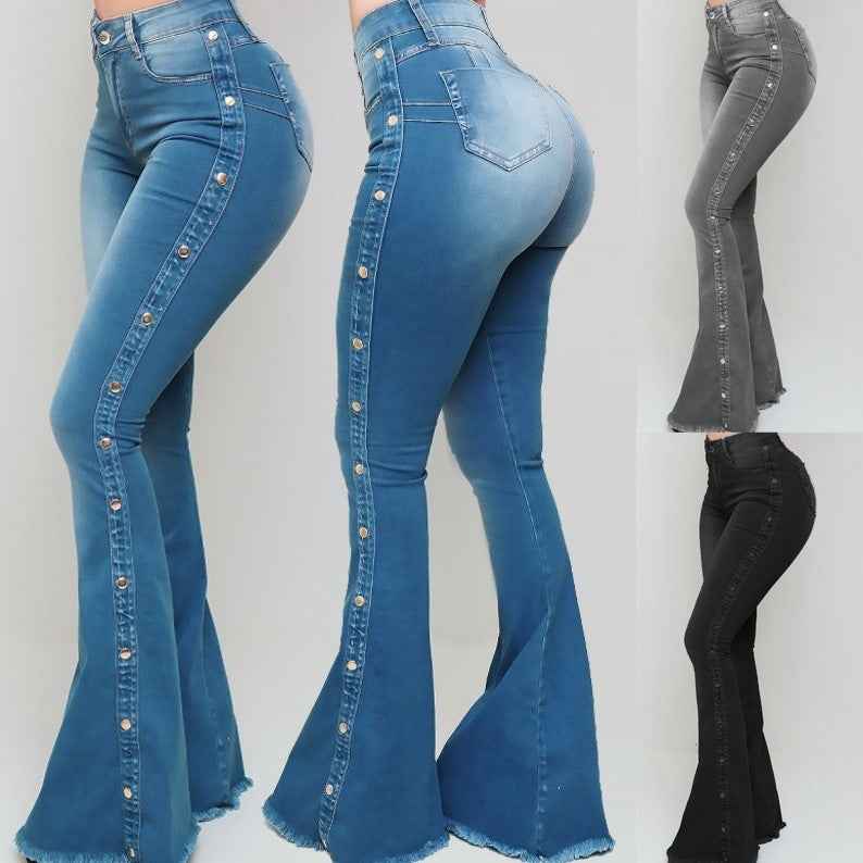 Pantalon en denim évasé et stretch