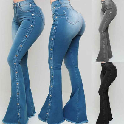 Pantalon en denim évasé et stretch
