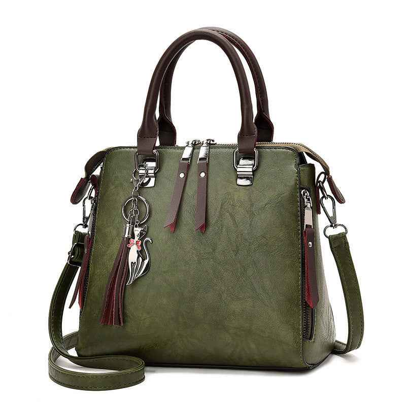 Sac à main vintage femme en cuir PU avec pampilles