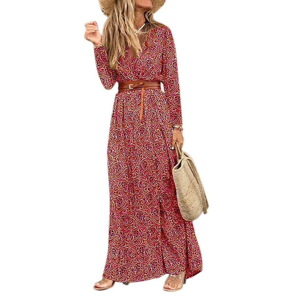 Robe à fleurs à col en V  pour femmes