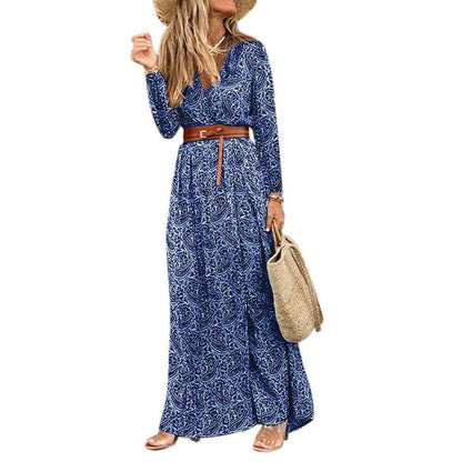 Robe à fleurs à col en V  pour femmes