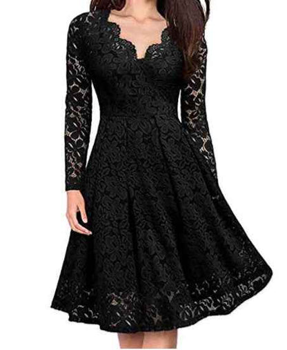 Robe Élégante en Dentelle à Col V