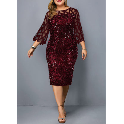 Plus Size Sequined ZHOU Dress