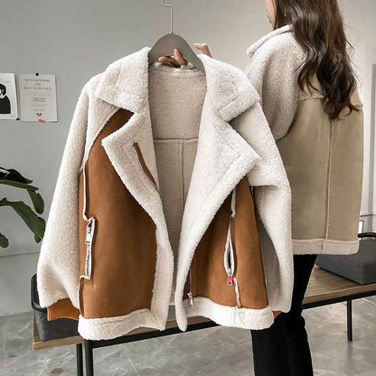 Veste en daim , en velours d'agneau, style moto