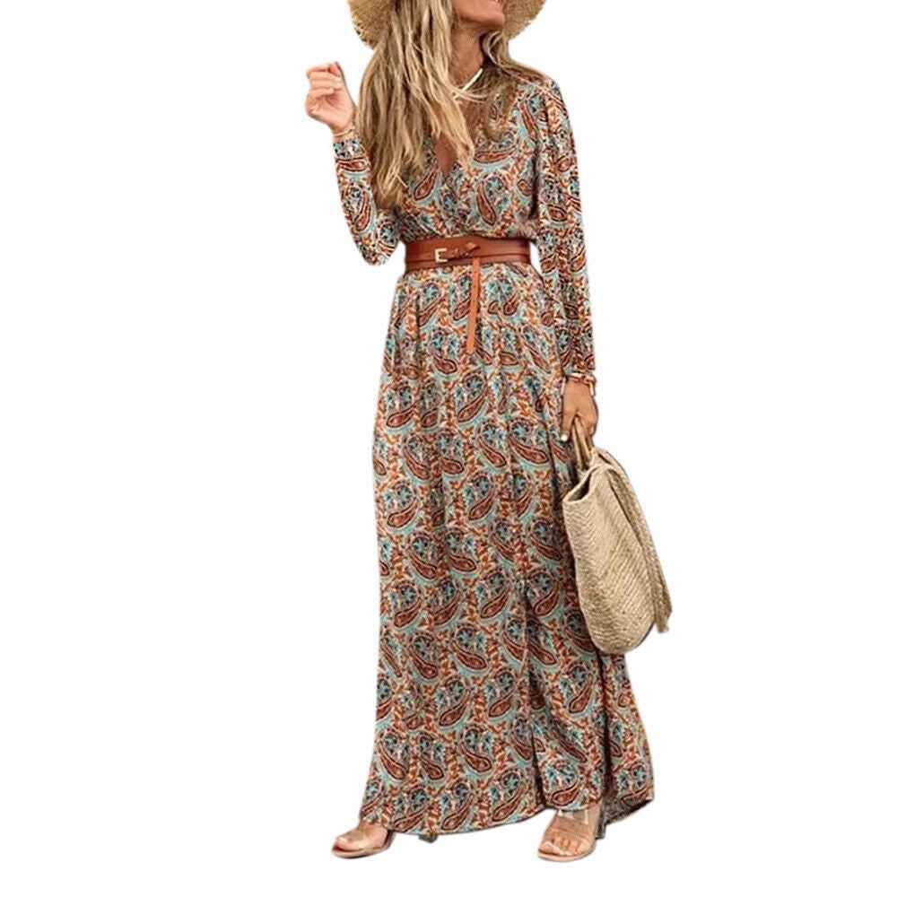 Robe à fleurs à col en V  pour femmes