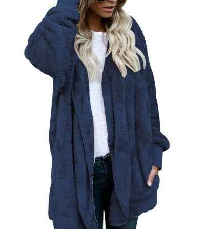 Manteau en coton chaud et pelucheux pour femme