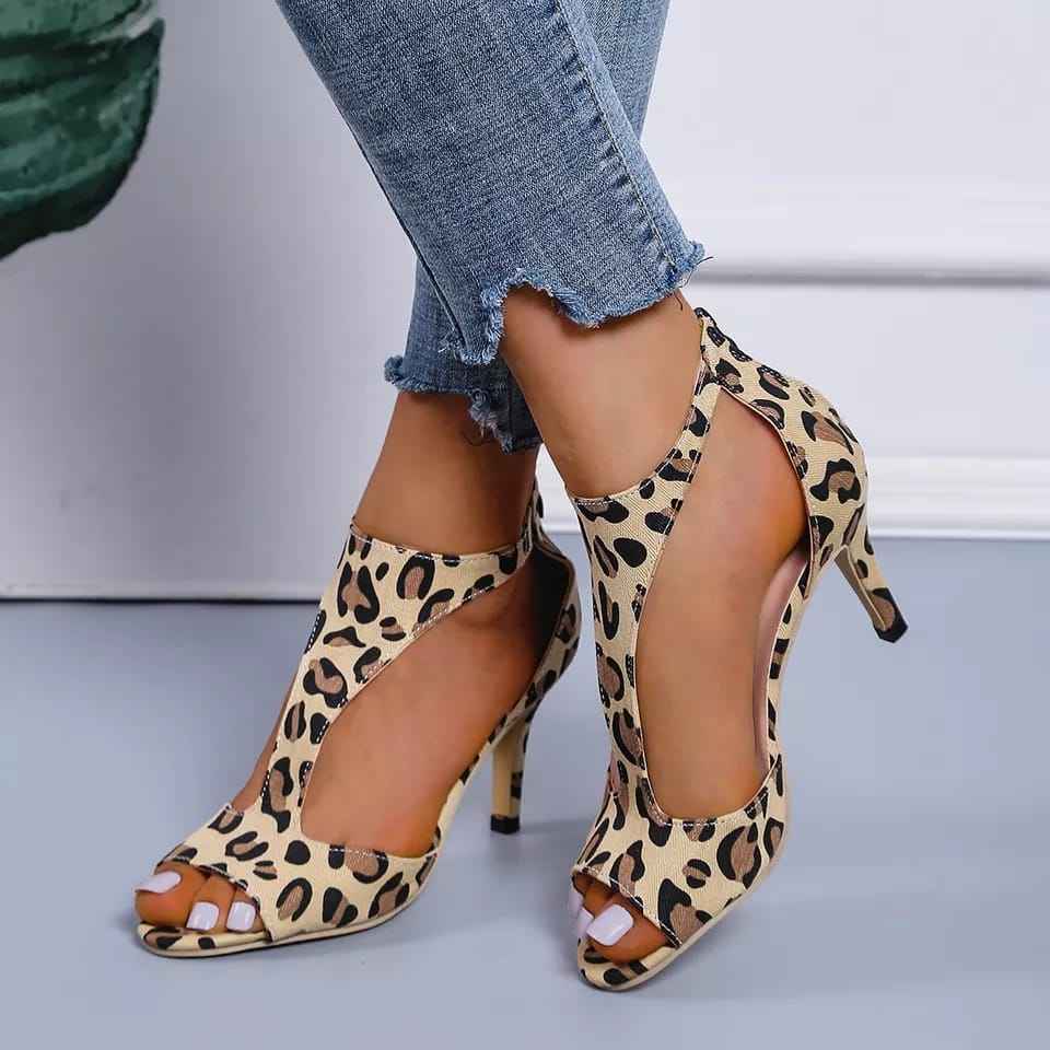 Women's High Heeled Fish Mouth Sandals with Zipper Closure - Summer Dressy Open Toe Footwear