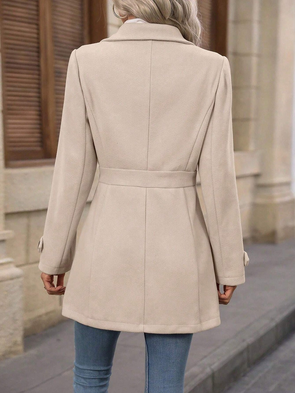 Manteau élégant en laine à simple boutonnage, col à revers, style sobre et chic, parfait pour le quotidien