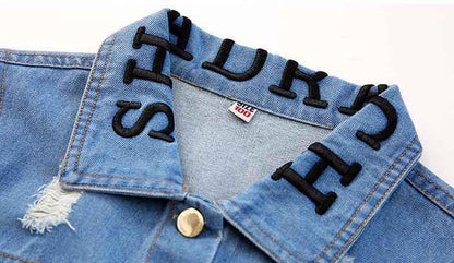 Trench-coat en denim simple pour filles à la mode