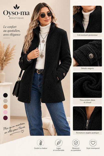 Manteau en polaire à zip pour femmes , vêtement d'extérieur décontracté