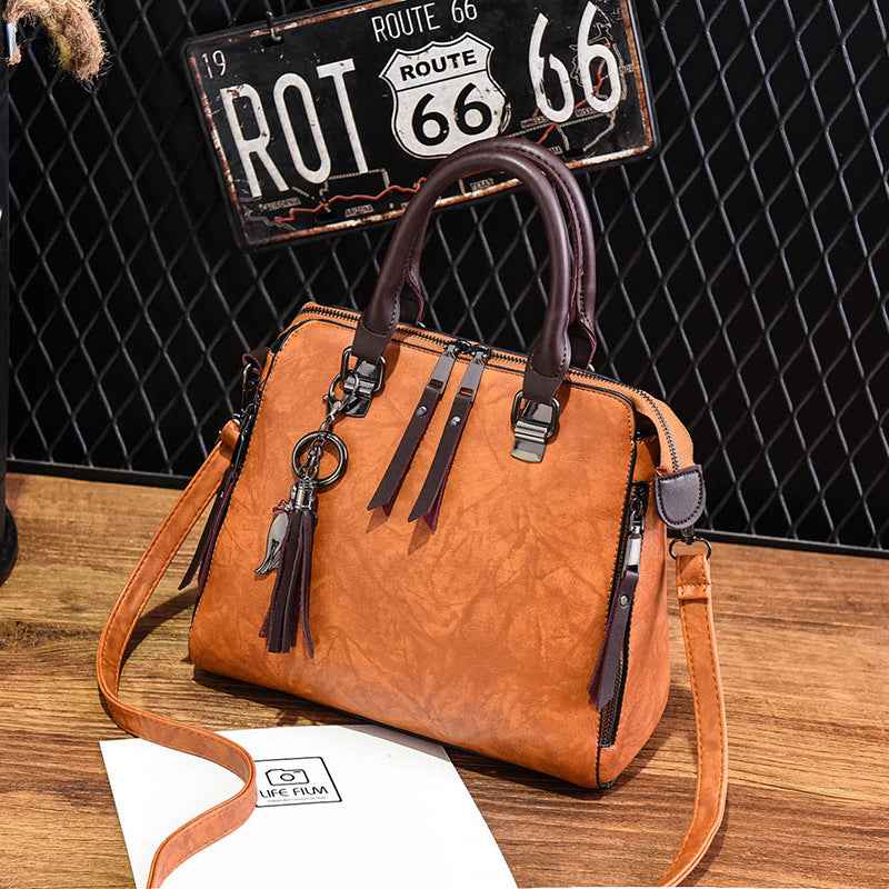 Sac à main vintage femme en cuir PU avec pampilles