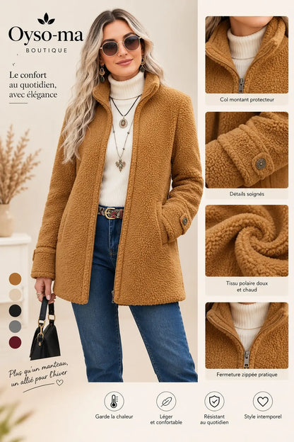 Manteau en polaire à zip pour femmes , vêtement d'extérieur décontracté