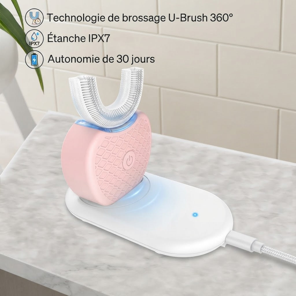 Brosse à dents électrique U-Brush 360° – Blancheur & Soin Intelligent
