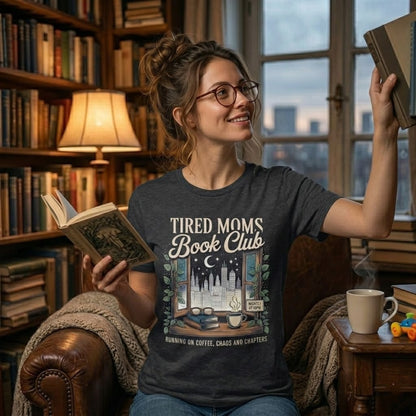 T-shirt Décontracté pour Femme -Tired Moms Book Club-