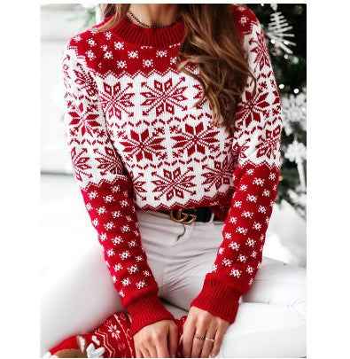 Pull en tricot à manches longues avec élan de Noël