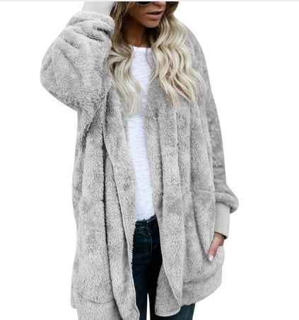 Manteau en coton chaud et pelucheux pour femme