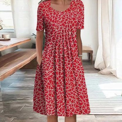 Robe imprimée à manches courtes et col rond