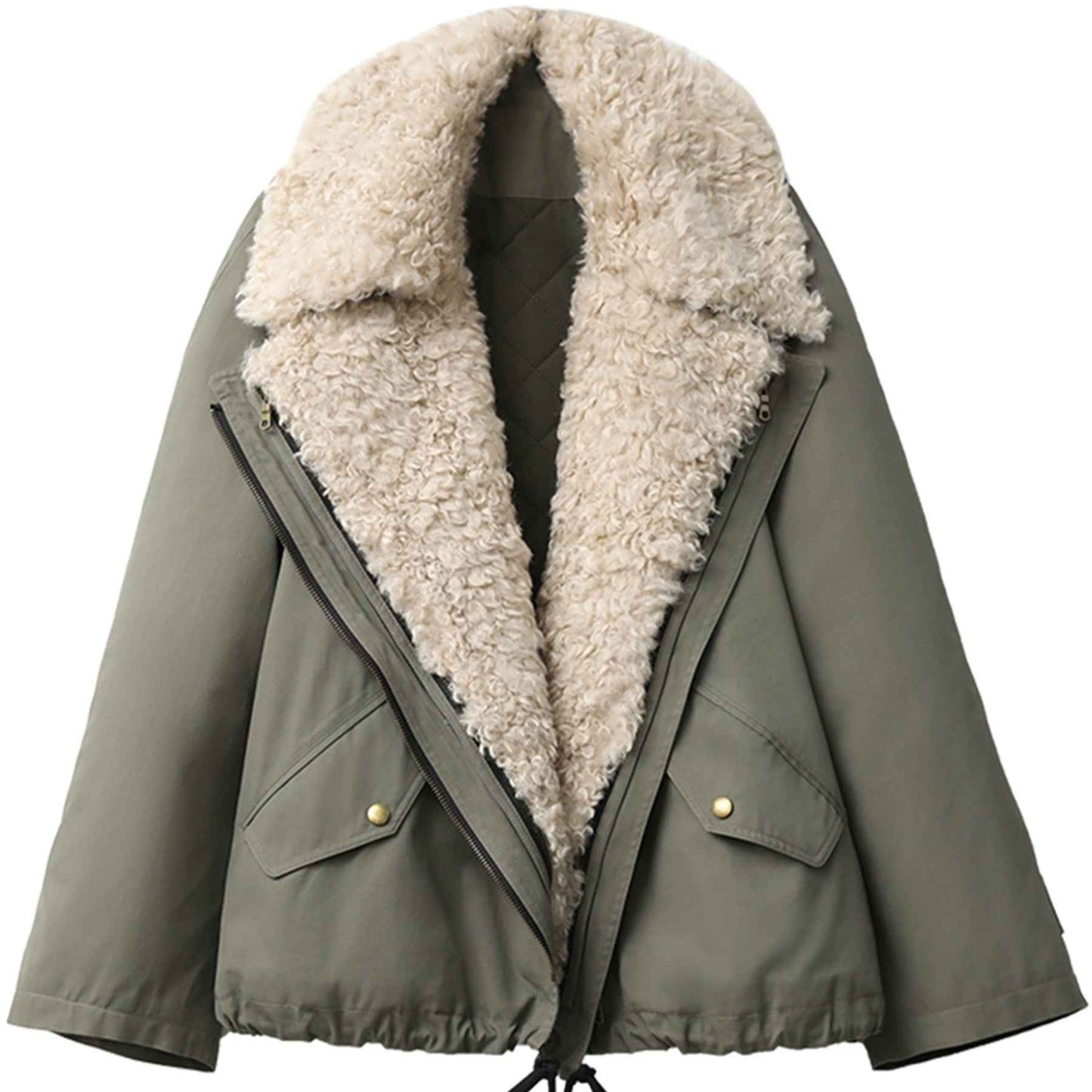 Veste pour femmes style rétro avec col en fourrure