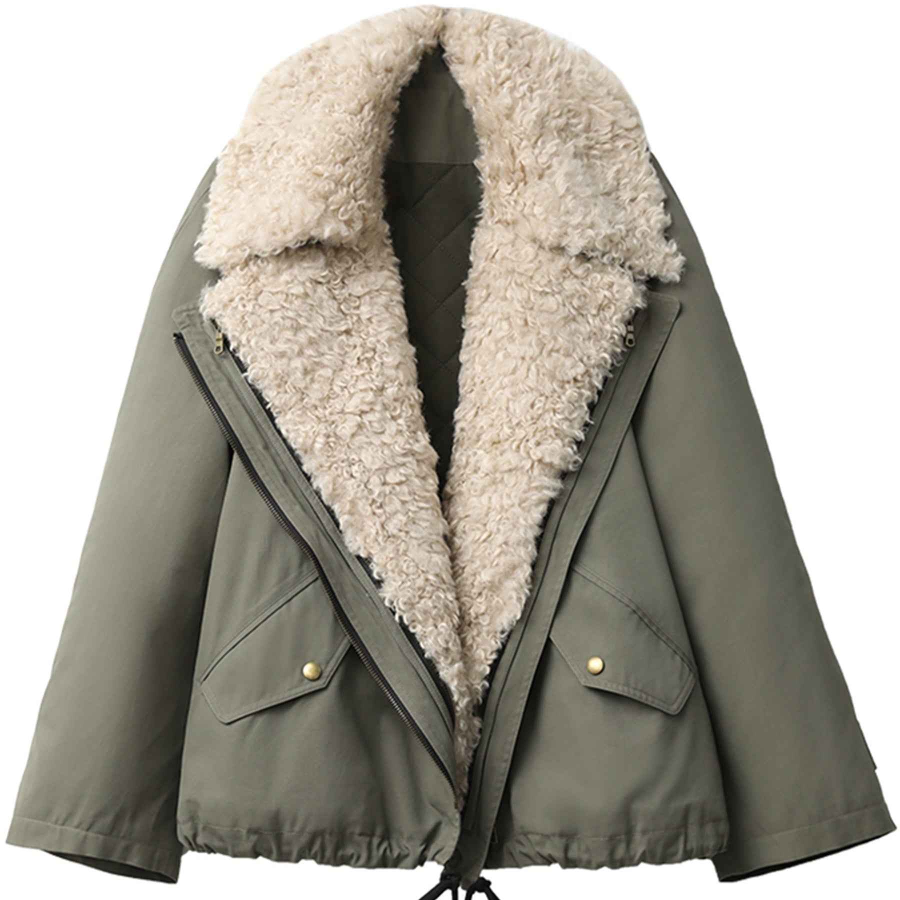 Veste pour femmes style rétro avec col en fourrure