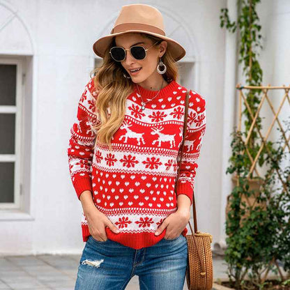 Pull-over de Noël à flocons de neige pour femmes