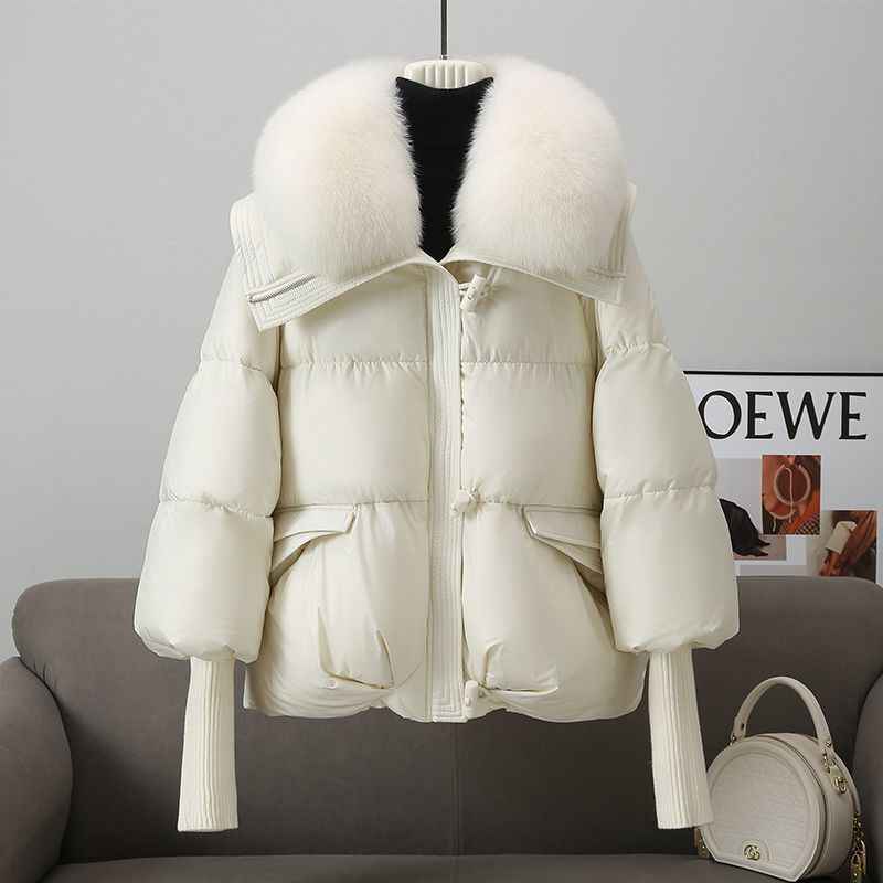 Veste en duvet pour femme , col en fourrure , vêtement d'hiver