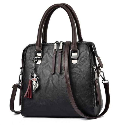 Sac à main vintage femme en cuir PU avec pampilles