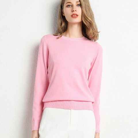 Nouveau pull femme pull en tricot col rond chemisier basique